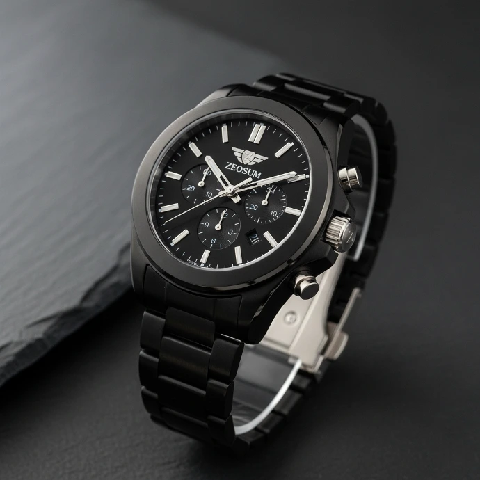 Zeosum Midnight Edition - All Black Tactical Chronograph Watch