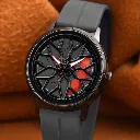 RevolveX Rotating Hollow Wheel Hub Creative Fashion Analog Silicone Magnetic Strap Wrist Watch for Men Boys